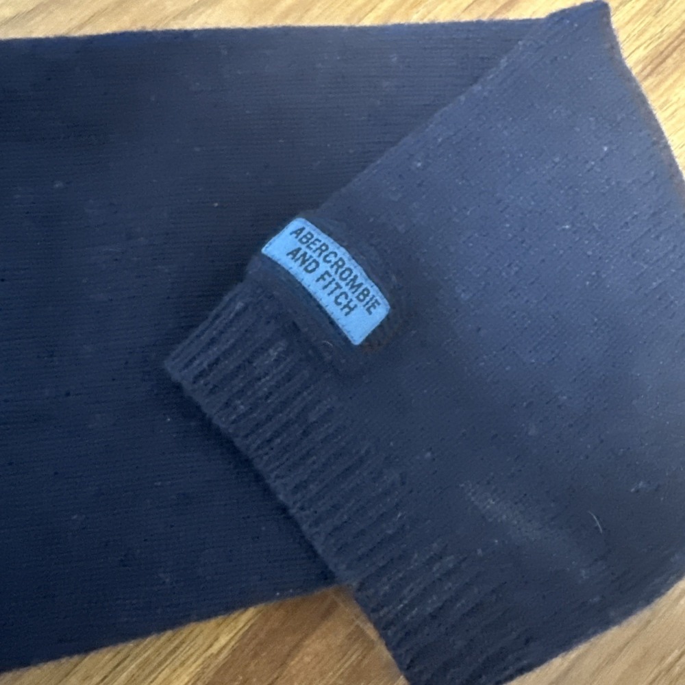 Vintage Abercrombie & Fitch Lambswool Sweater Mens 2XL Navy Blue Crewneck Logo - Picture 7 of 12